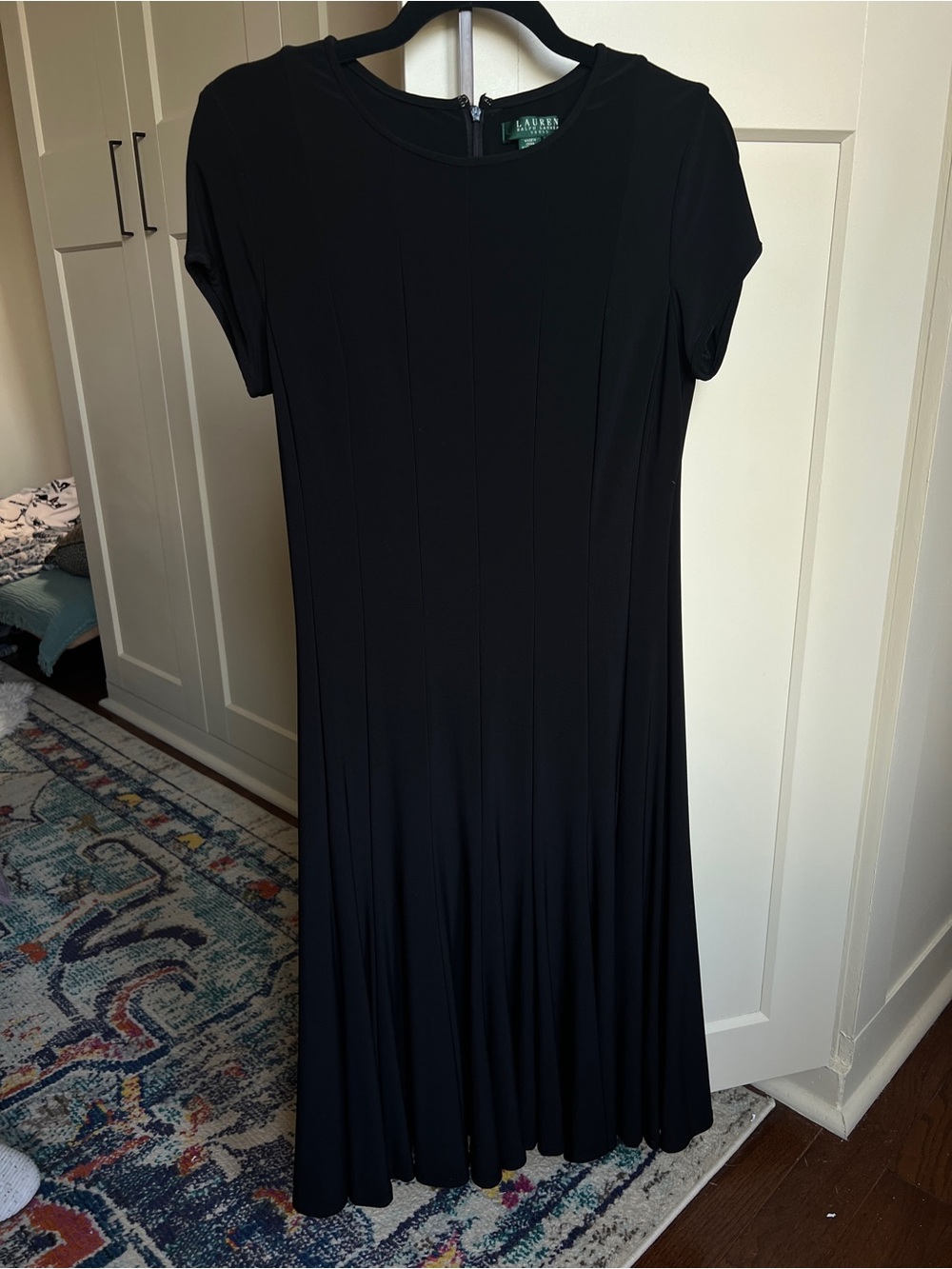 Lauren Ralph Lauren Black Short Sleeve Paneled Fit and Flare Dress - Size 8